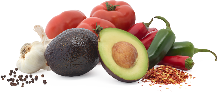 Various MegaMex product ingredients include tomatoes, red and green chiles, garlic and avocados.
