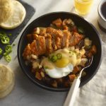 southern chicken bowl with enchilada sauce