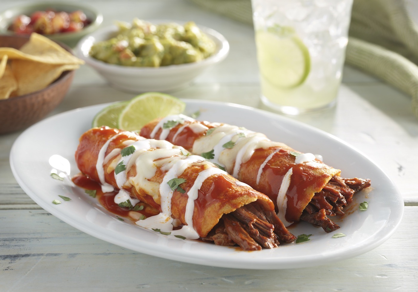 Shredded beef enchiladas