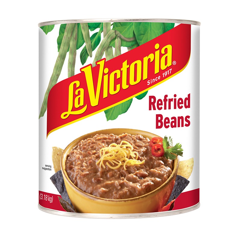 La Victoria Refried Beans in can