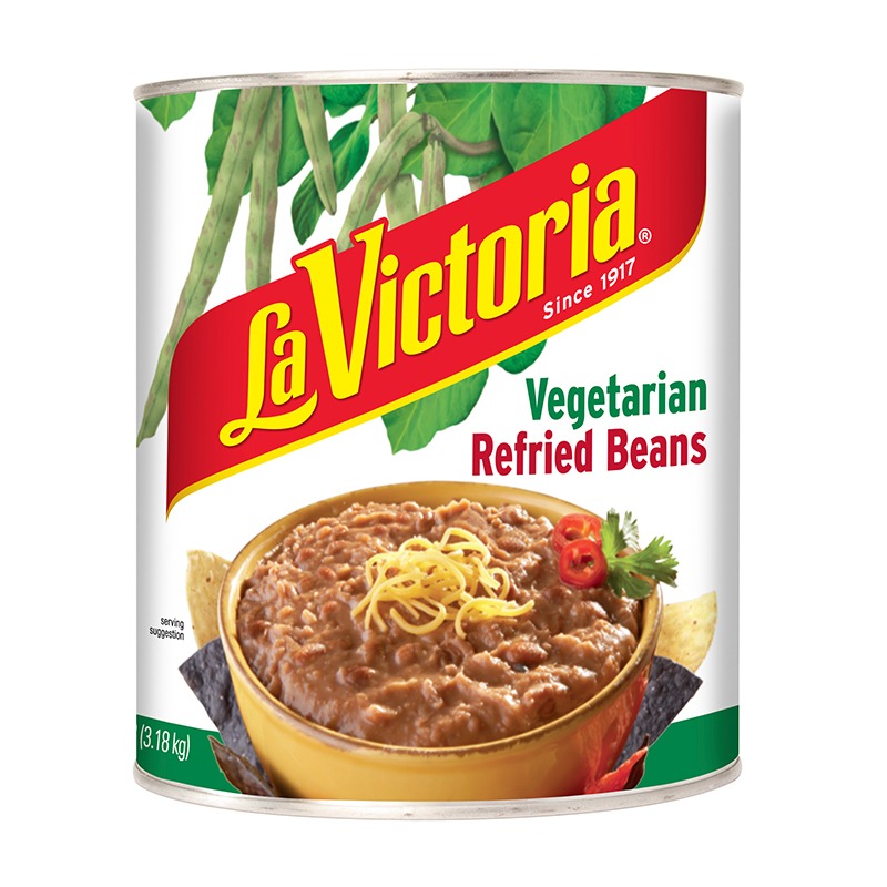 La Victoria Vegetarian Refried Beans in can