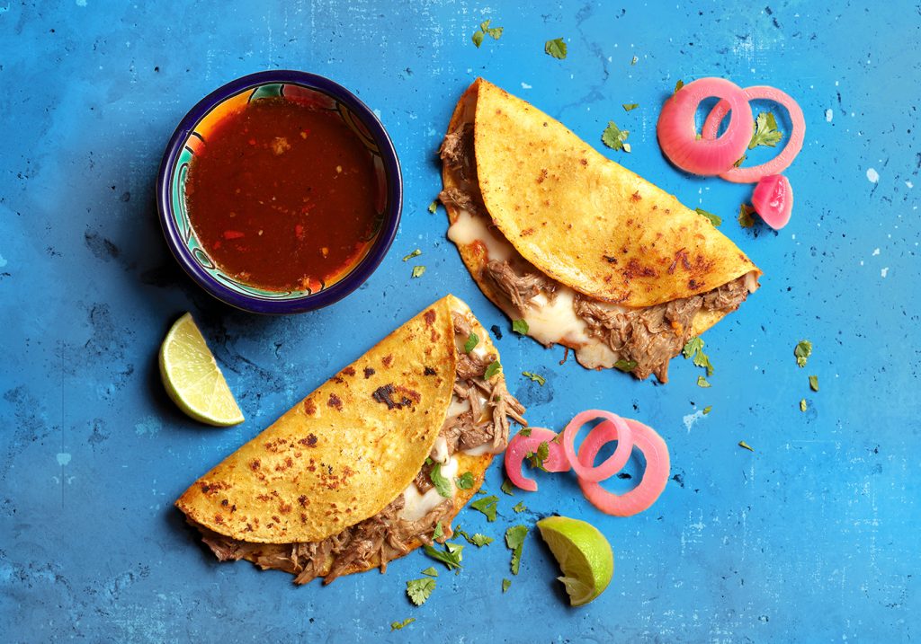 Overhead Beef Birria Taco