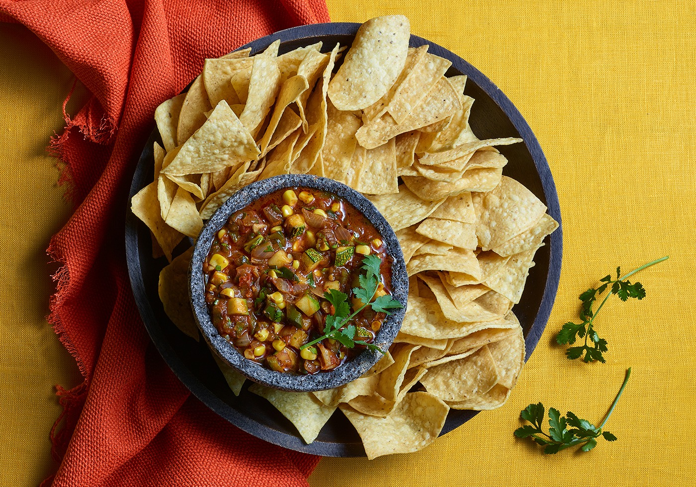 Ancho & Pasilla Roasted Vegetbale Salsa overhead in bowl