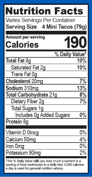 Chicken and Cheese Mini Tacos Nutrition Facts
