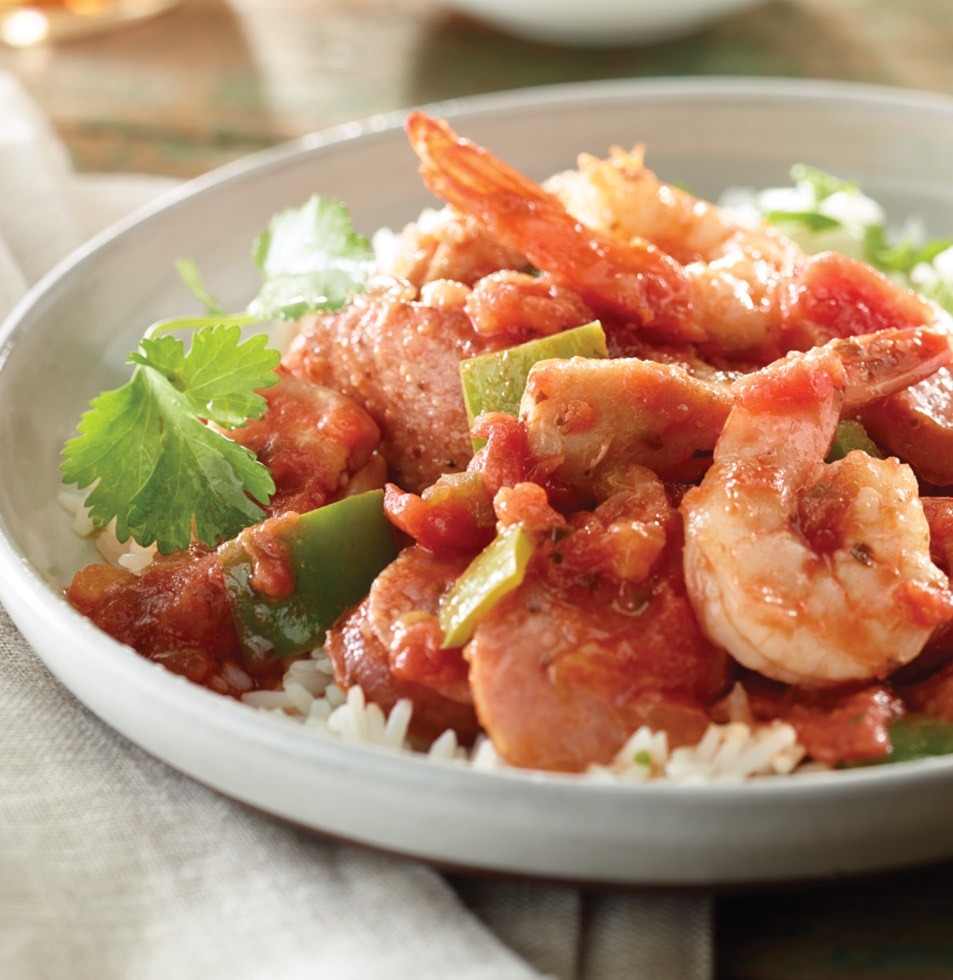 Shrimp and Chicken gumbo in bowl