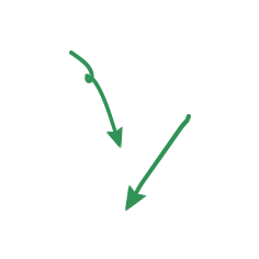 two hand-drawn green arrows pointing down