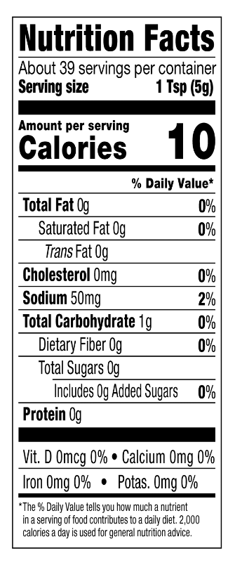 Medium Pepper Paste Nutrition