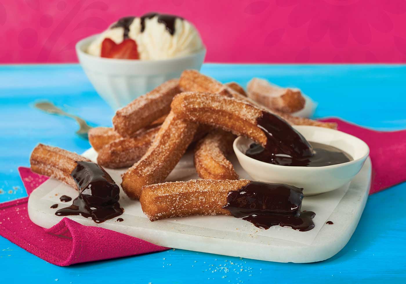 Churros with Mole Mocha Sauce